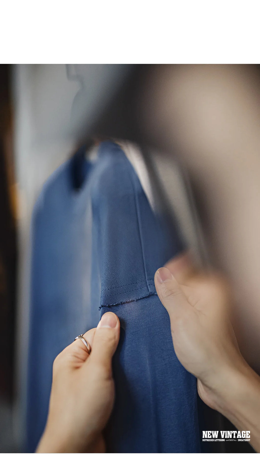 Maden Vintage Letter patched Gradient Colored Hoodie Loose Fit Washed Round Neck T-shirt for Men's Spring and Fall Casual Tops