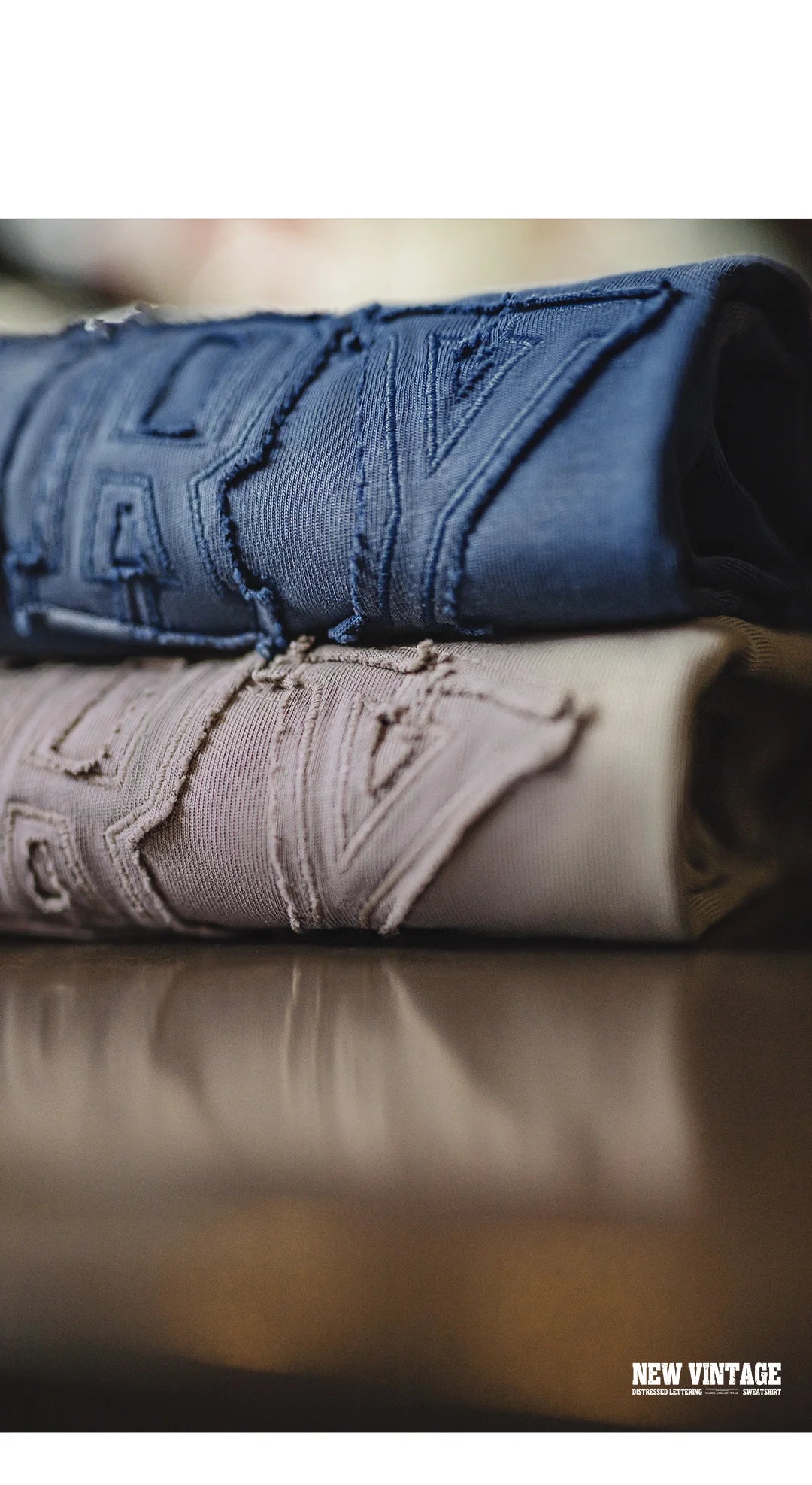 Maden Vintage Letter patched Gradient Colored Hoodie Loose Fit Washed Round Neck T-shirt for Men's Spring and Fall Casual Tops